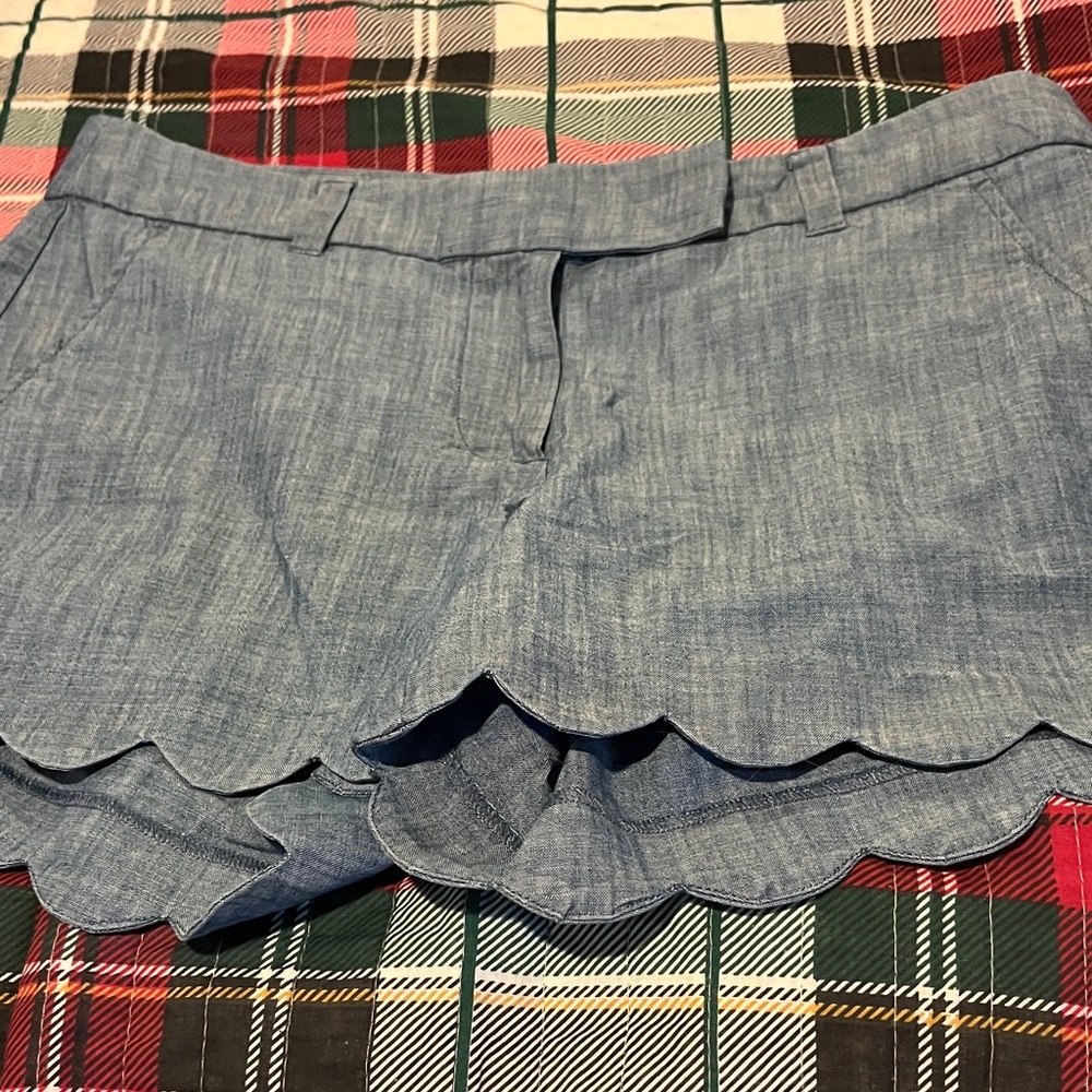 J. Crew Light Blue Scalloped Jean Shorts
